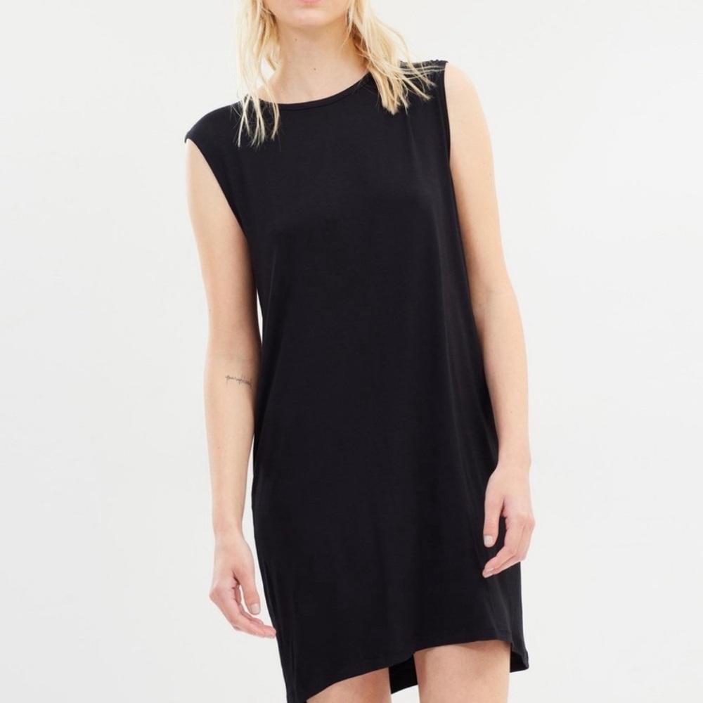 Black jersey "petit collapse" back tank dress